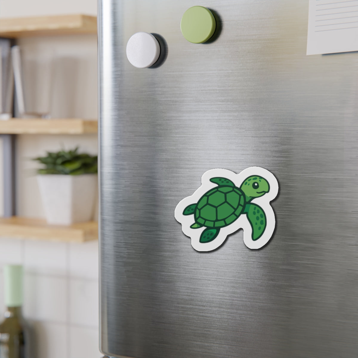 Sea Turtle Die-Cut Magnet — Cute Green Ocean Animal Refrigerator Magnet