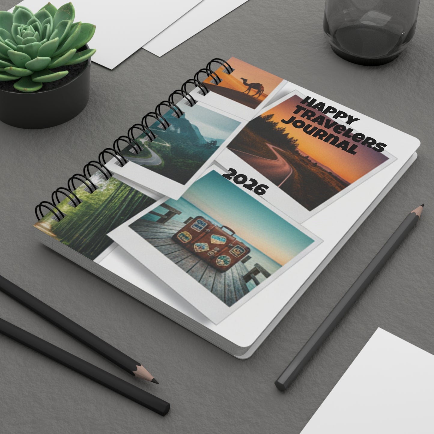 Travelers Journal 2026 — Spiral-Bound Travel Diary with Photo Collage Cover