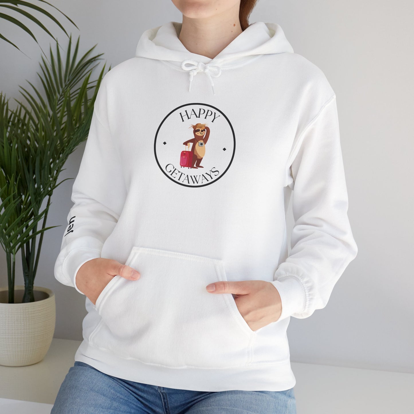 Happy Getaways Travel Hoodie — "Travel Happy" Graphic Pullover