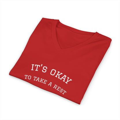 Ladies Trip 2026 V‑Neck Tee — "It's Okay to Take a Rest" Beach & Bubbly Bachelorette Shirt