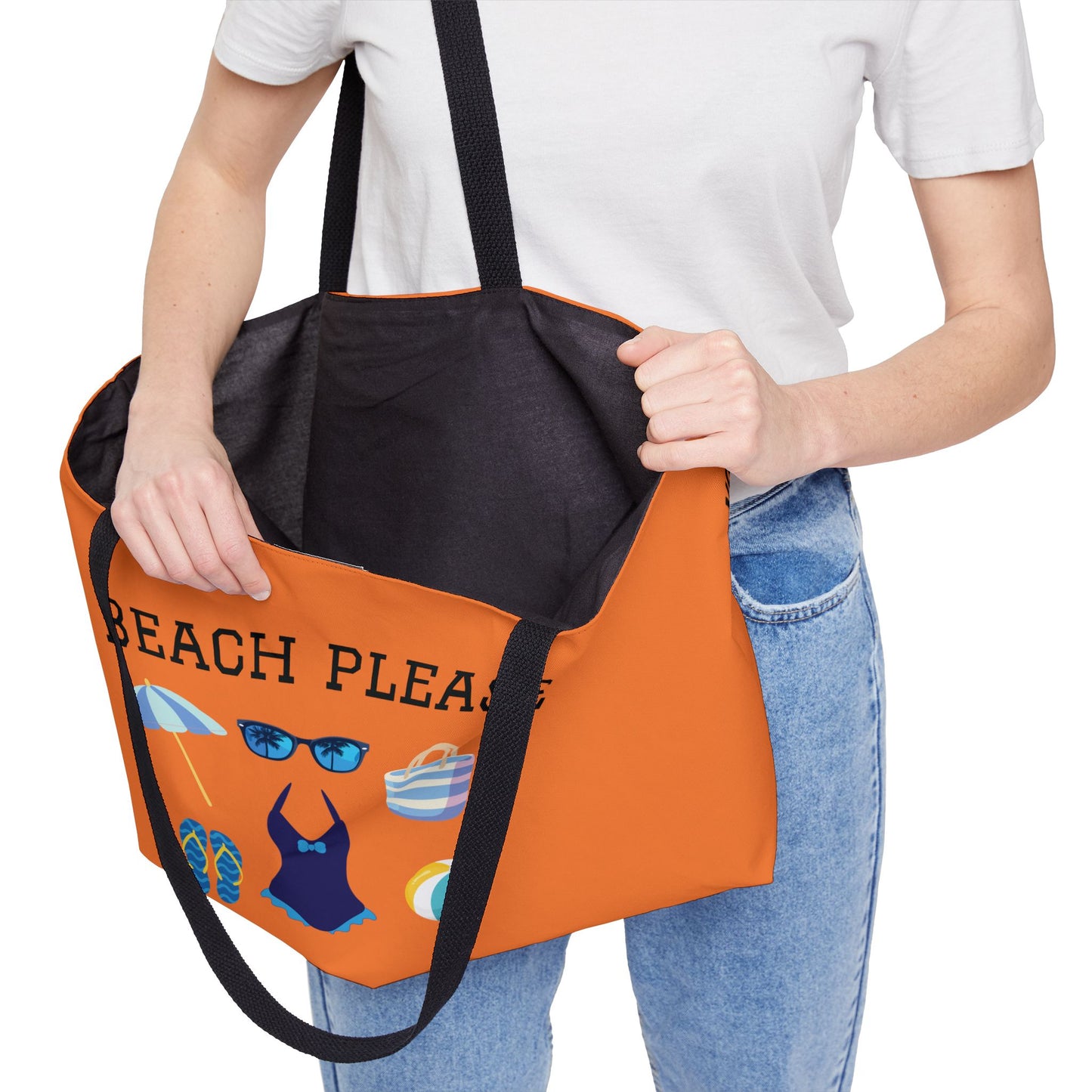 Copy of Weekender Tote Bag in Melon — "Beach Please" Summer Travel & Beach Bag