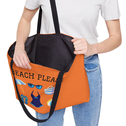 Copy of Weekender Tote Bag in Melon — "Beach Please" Summer Travel & Beach Bag