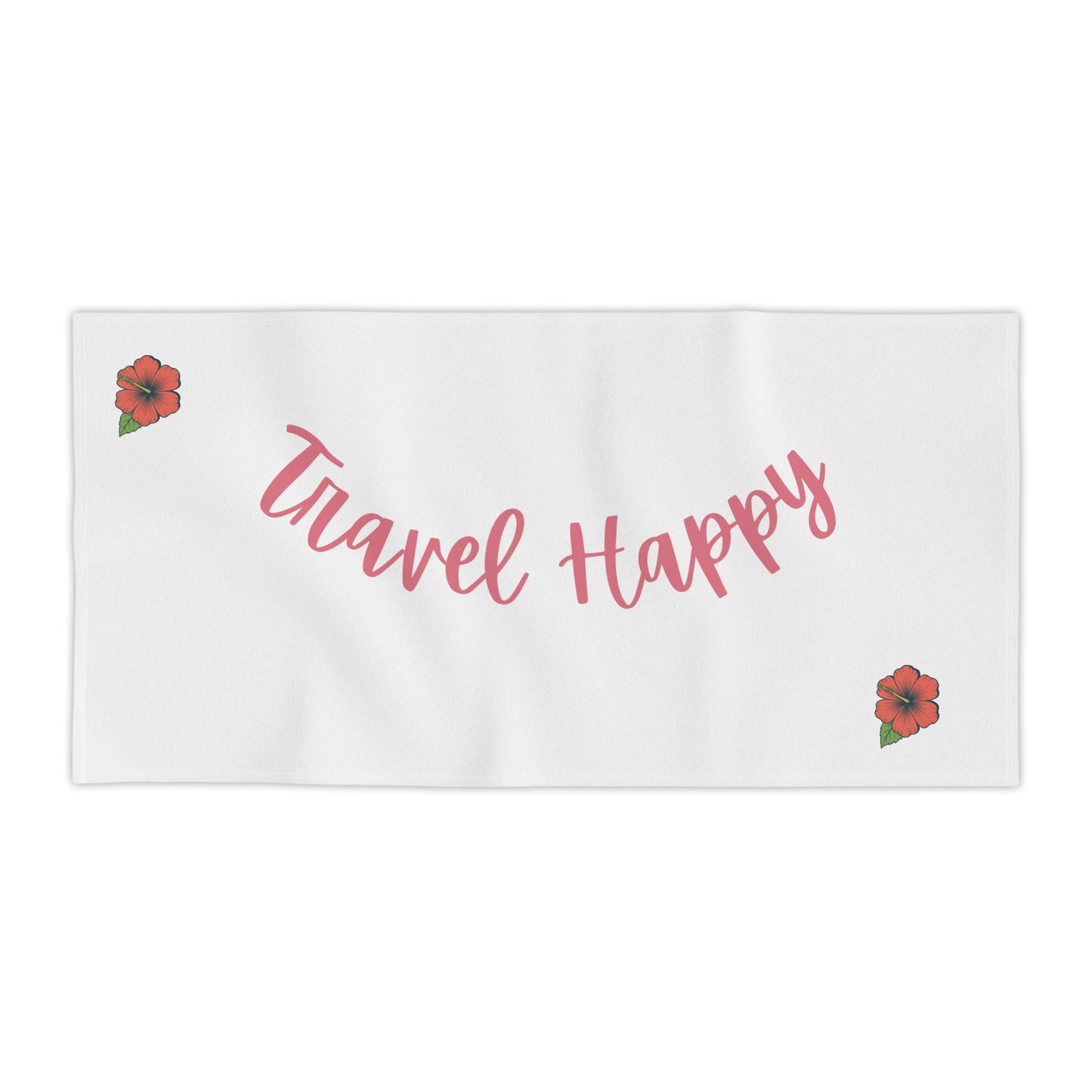 Travel Happy Beach Towel – Tropical Hibiscus Summer Towel