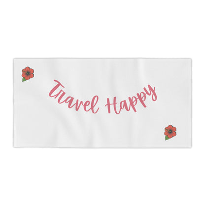Travel Happy Beach Towel – Tropical Hibiscus Summer Towel