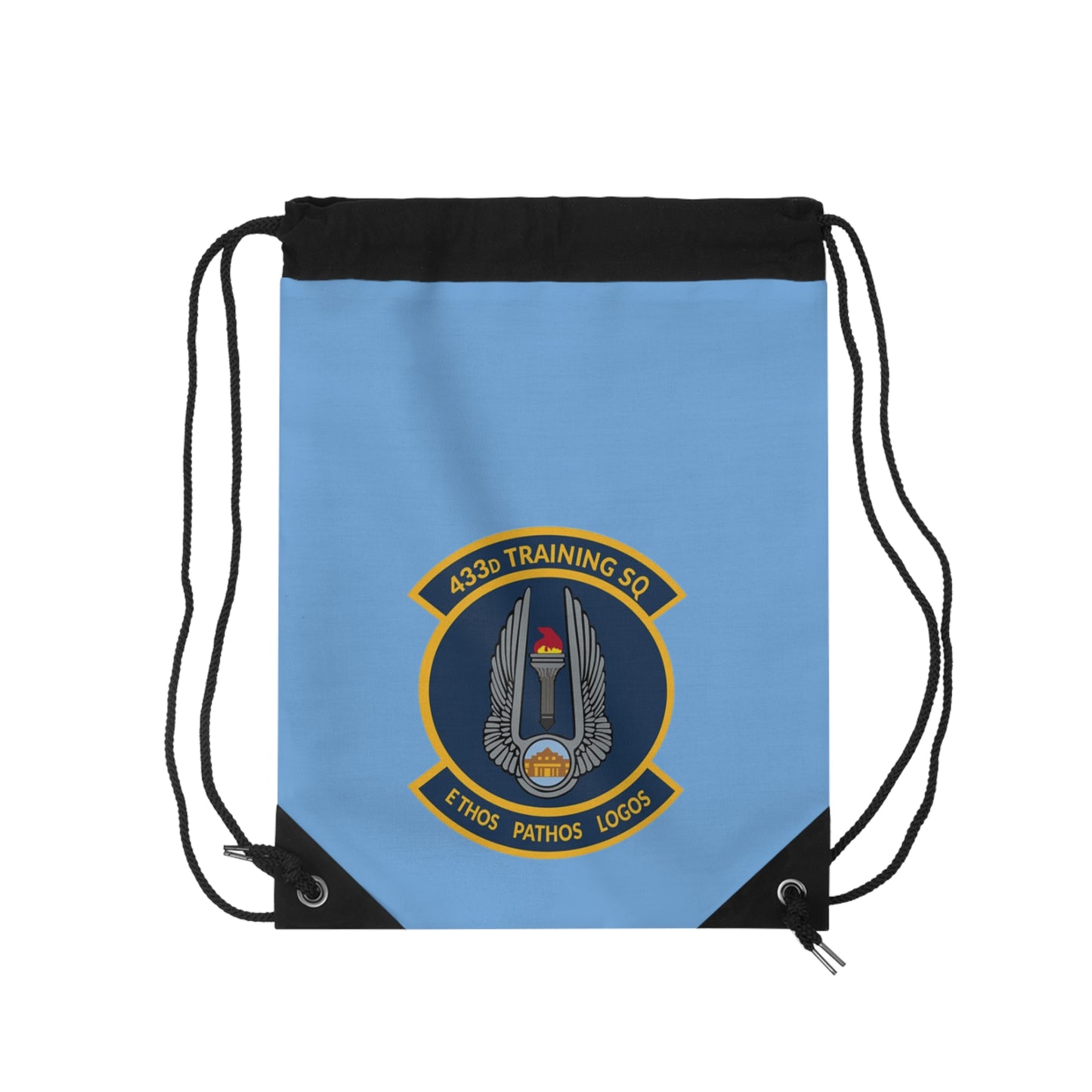 TRS 433d Training Squadron Emblem Drawstring Bag – Ethos Pathos Logos Military Gym Sack