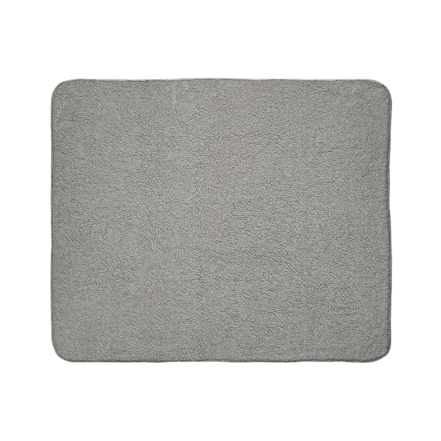 Travel Happy Sherpa Blanket — Cozy Gray Fleece Throw with Pink Script