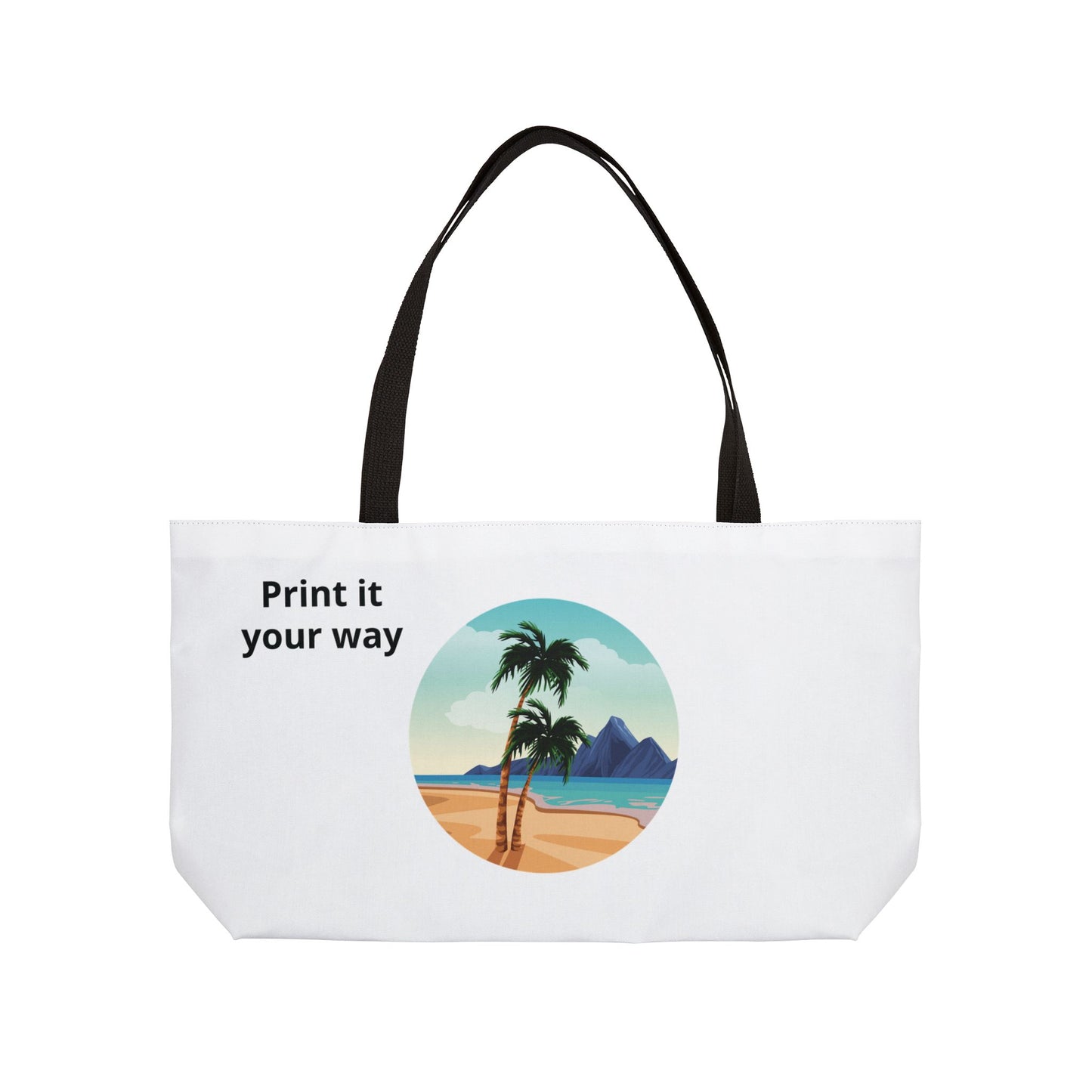 Weekender Tote Bag in White — "Beach Please" Summer Travel & Beach Bag