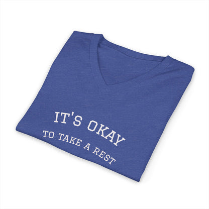 Ladies Trip 2026 V‑Neck Tee — "It's Okay to Take a Rest" Beach & Bubbly Bachelorette Shirt