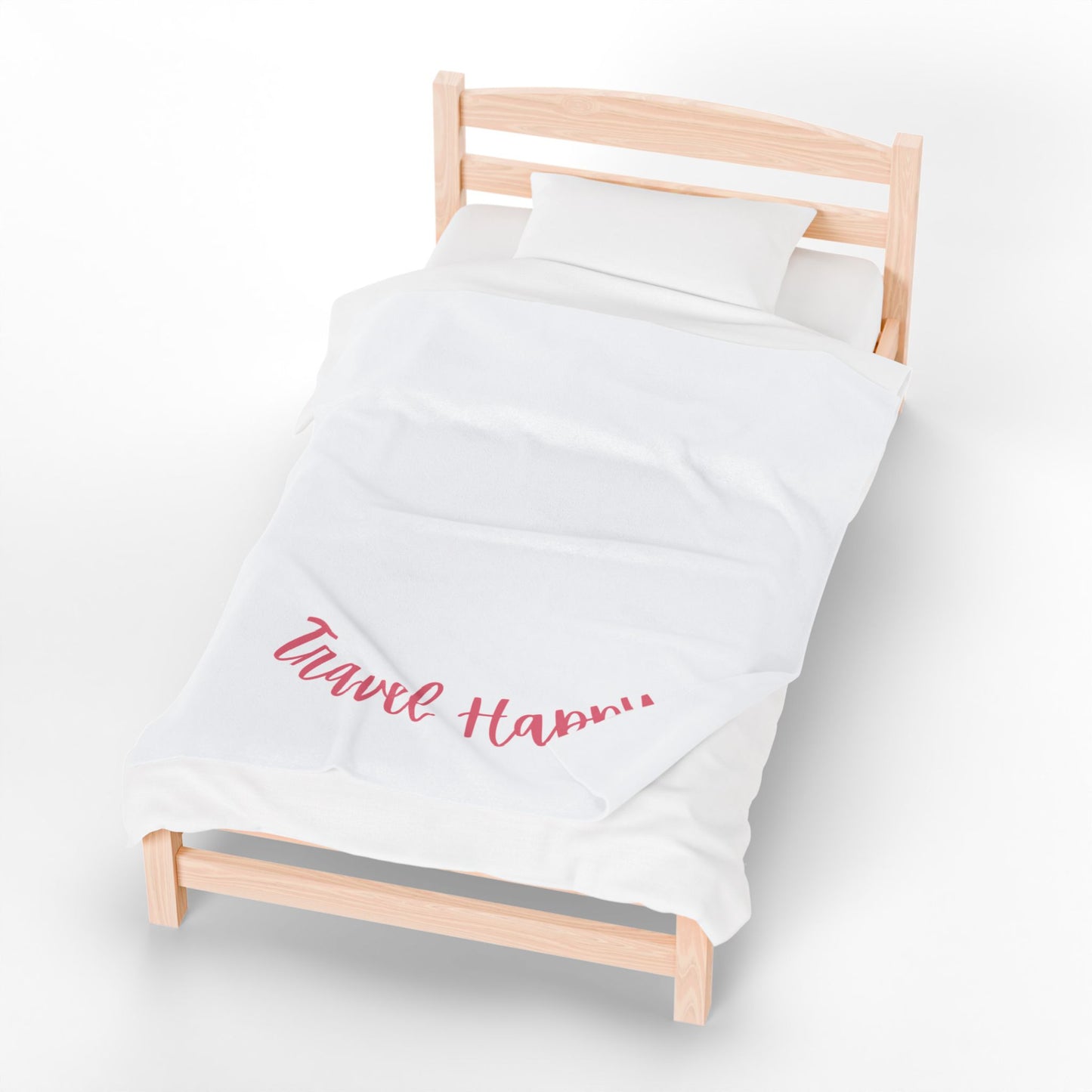 Velveteen Plush Blanket — "Travel Happy" Cozy Throw for Travelers & Gifts