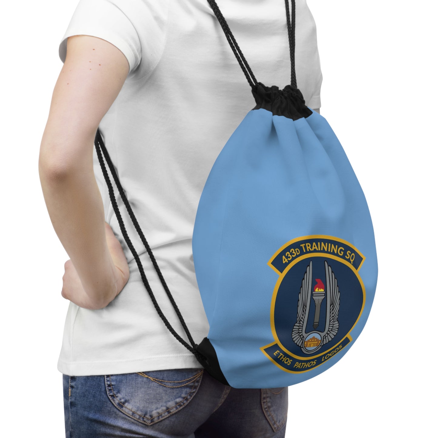 TRS 433d Training Squadron Emblem Drawstring Bag – Ethos Pathos Logos Military Gym Sack