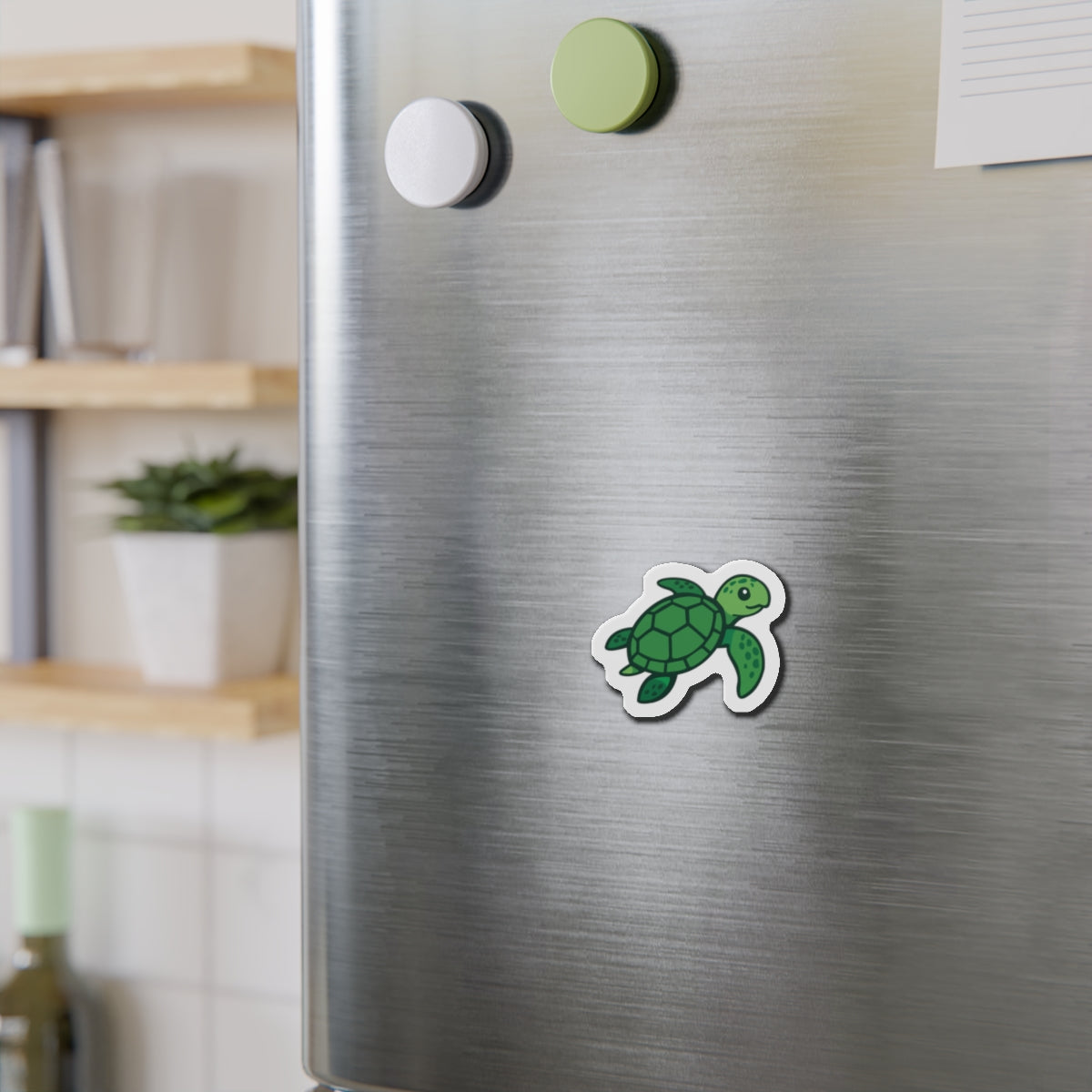 Sea Turtle Die-Cut Magnet — Cute Green Ocean Animal Refrigerator Magnet