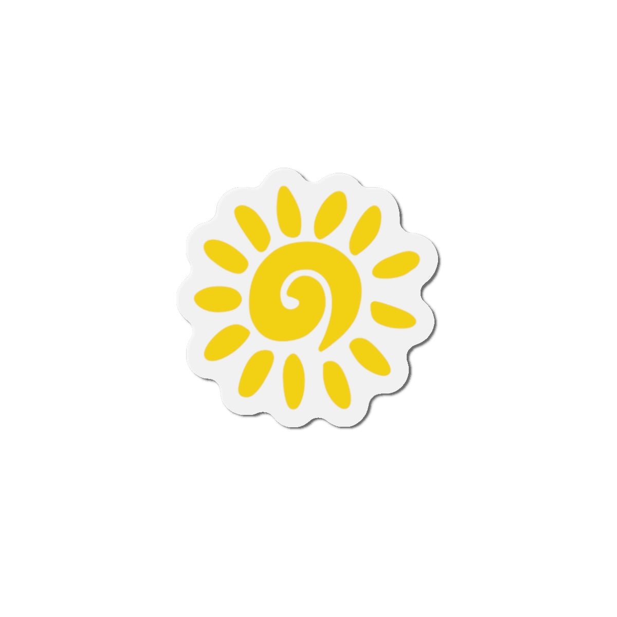 Sunburst Die-Cut Magnet — Bright Yellow Sun Spiral