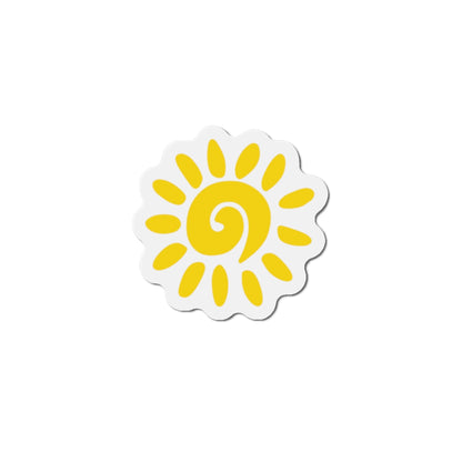 Sunburst Die-Cut Magnet — Bright Yellow Sun Spiral