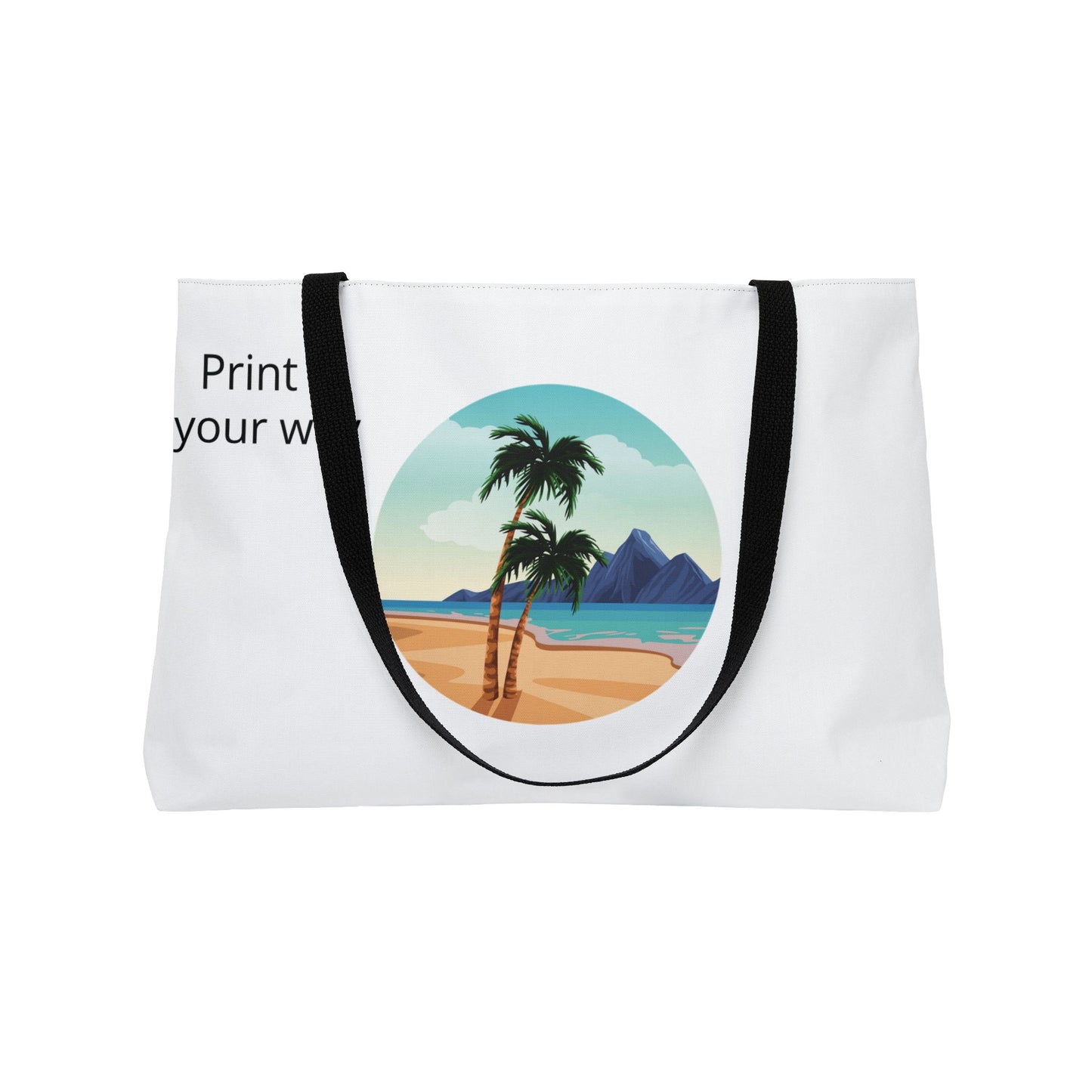 Weekender Tote Bag in White — "Beach Please" Summer Travel & Beach Bag