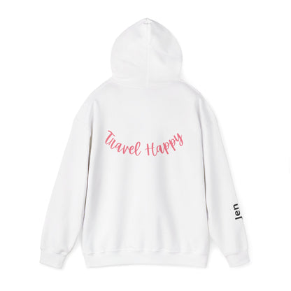 Happy Getaways Travel Hoodie — "Travel Happy" Graphic Pullover