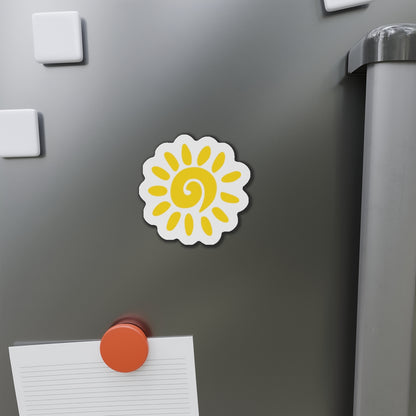 Sunburst Die-Cut Magnet — Bright Yellow Sun Spiral
