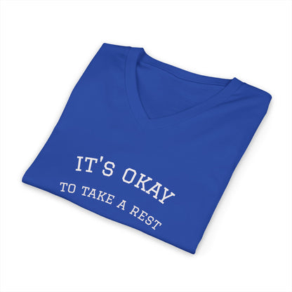 Ladies Trip 2026 V‑Neck Tee — "It's Okay to Take a Rest" Beach & Bubbly Bachelorette Shirt