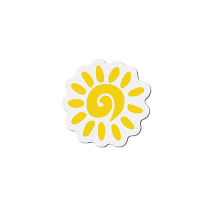Sunburst Die-Cut Magnet — Bright Yellow Sun Spiral