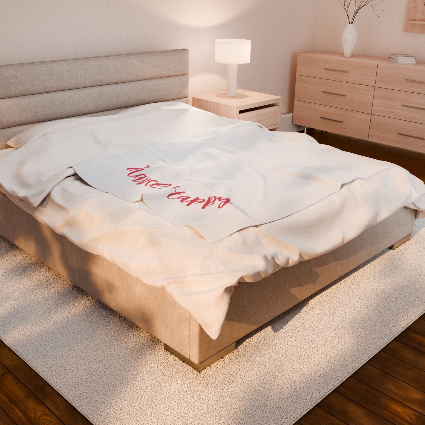 Velveteen Plush Blanket — "Travel Happy" Cozy Throw for Travelers & Gifts