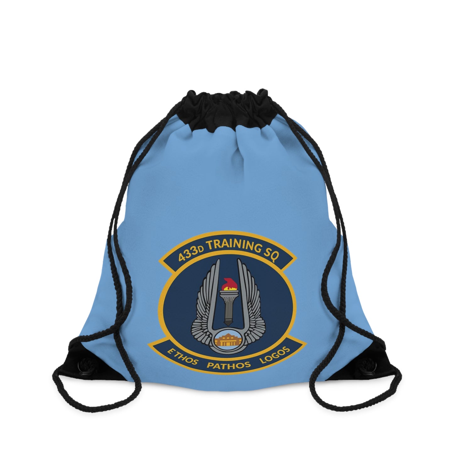 TRS 433d Training Squadron Emblem Drawstring Bag – Ethos Pathos Logos Military Gym Sack