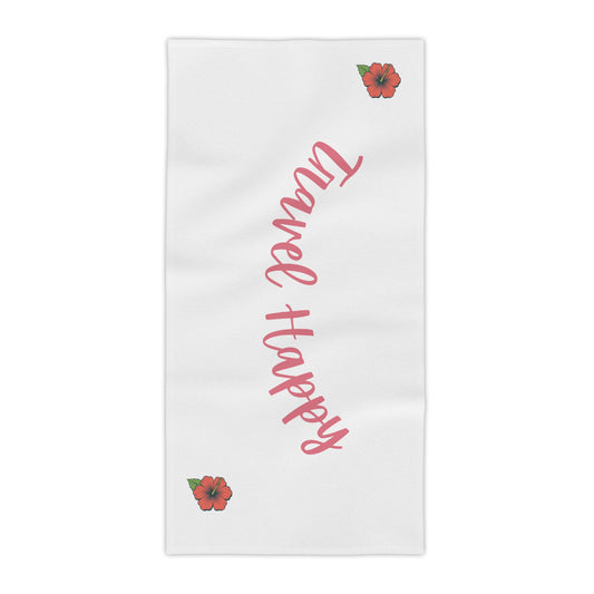 Travel Happy Beach Towel – Tropical Hibiscus Summer Towel