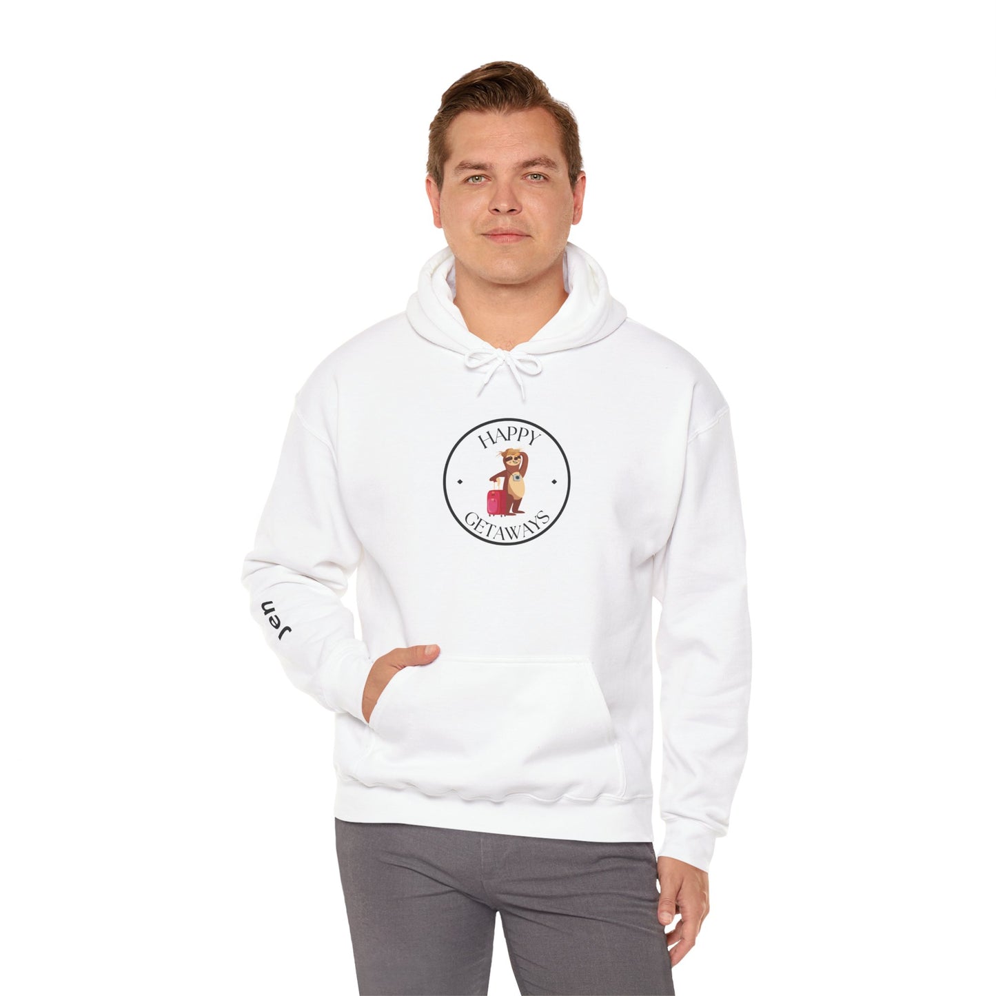 Happy Getaways Travel Hoodie — "Travel Happy" Graphic Pullover