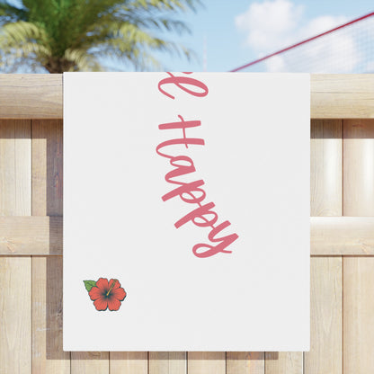 Travel Happy Beach Towel – Tropical Hibiscus Summer Towel