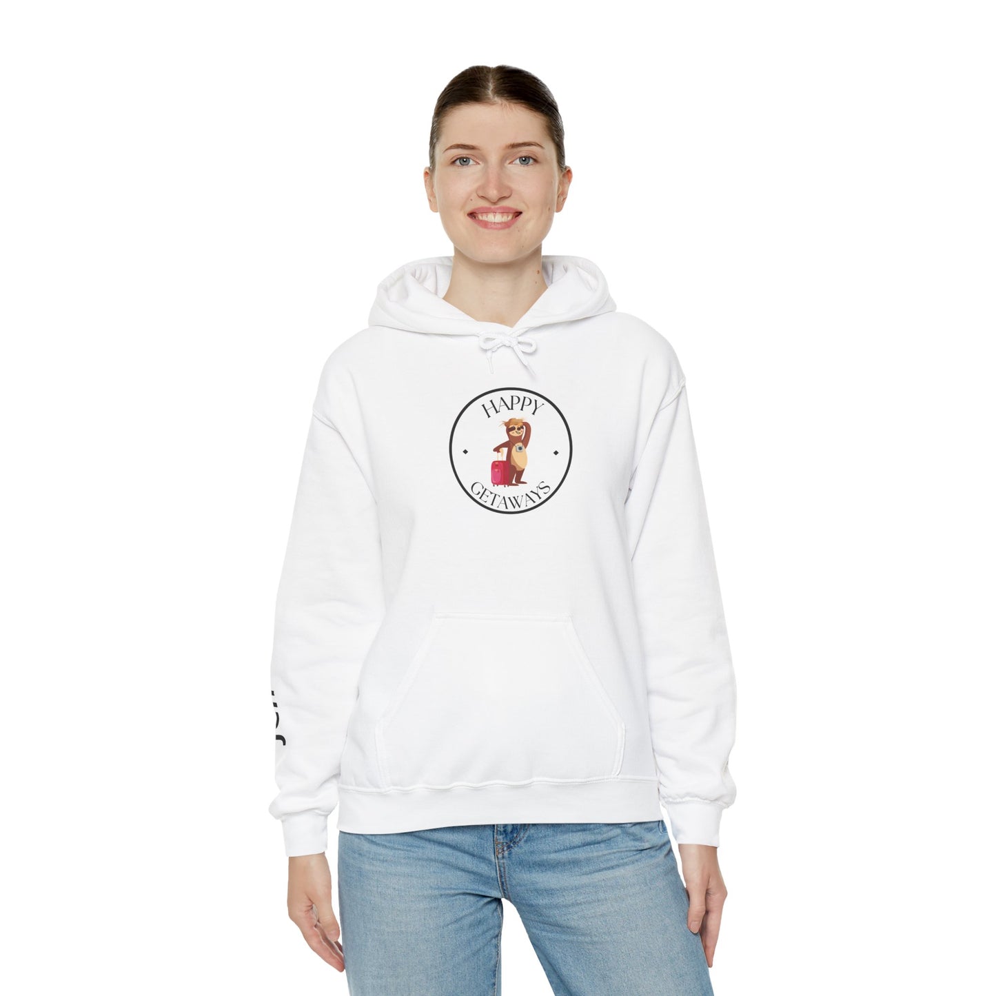 Happy Getaways Travel Hoodie — "Travel Happy" Graphic Pullover