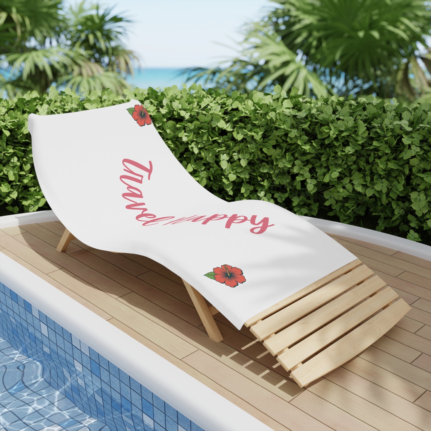 Travel Happy Beach Towel – Tropical Hibiscus Summer Towel
