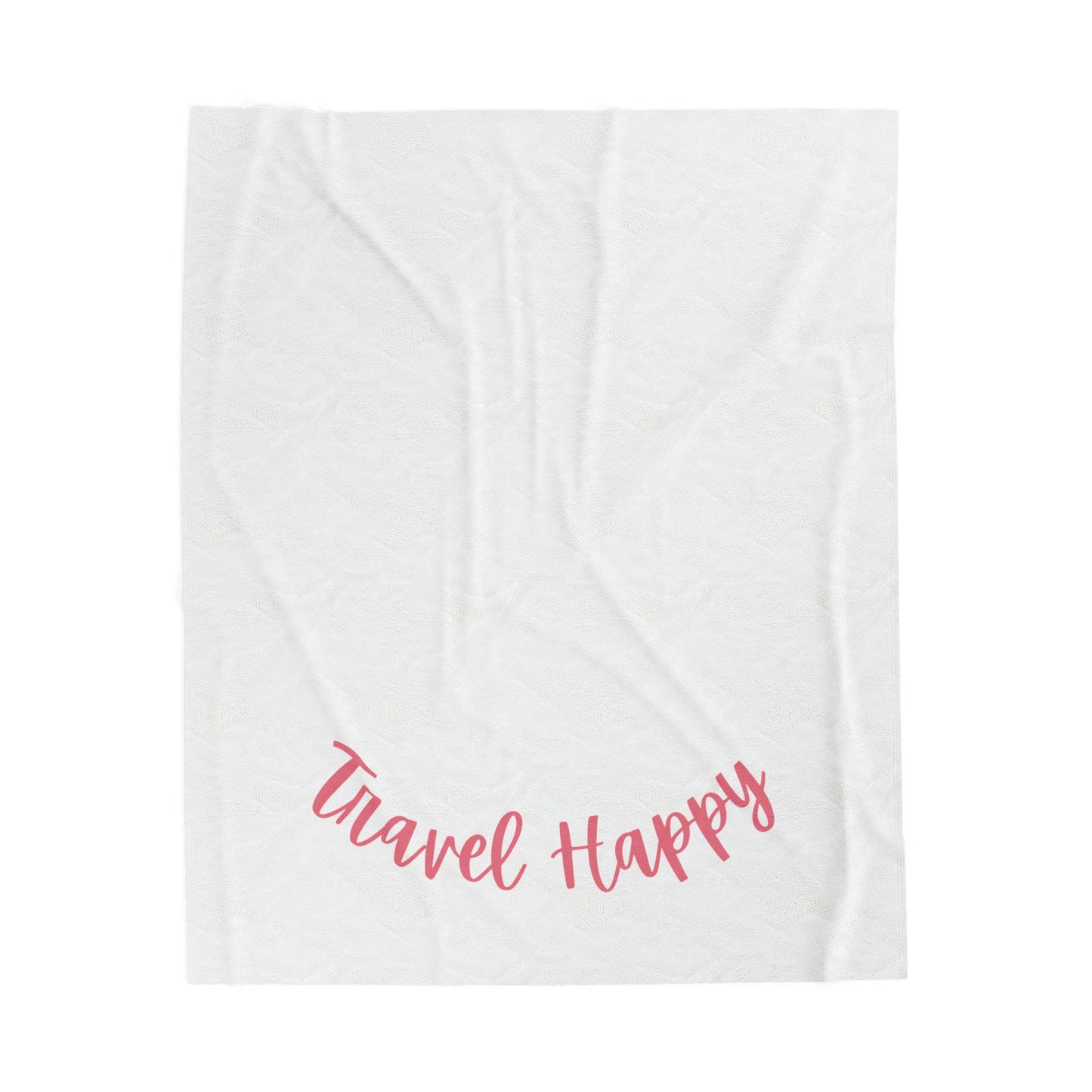 Velveteen Plush Blanket — "Travel Happy" Cozy Throw for Travelers & Gifts
