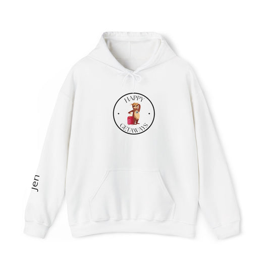 Happy Getaways Travel Hoodie — "Travel Happy" Graphic Pullover