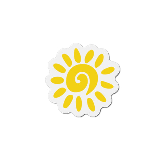 Sunburst Die-Cut Magnet — Bright Yellow Sun Spiral