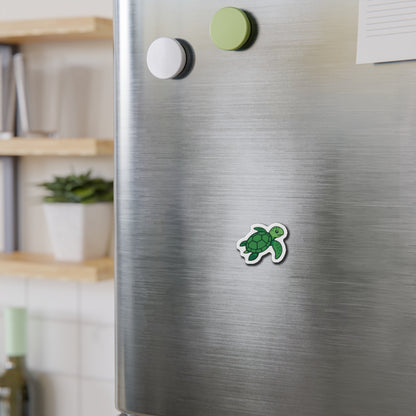 Sea Turtle Die-Cut Magnet — Cute Green Ocean Animal Refrigerator Magnet