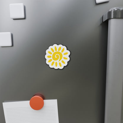 Sunburst Die-Cut Magnet — Bright Yellow Sun Spiral