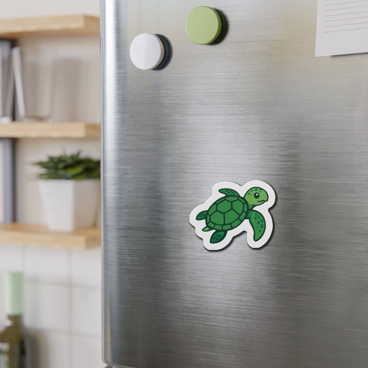 Sea Turtle Die-Cut Magnet — Cute Green Ocean Animal Refrigerator Magnet