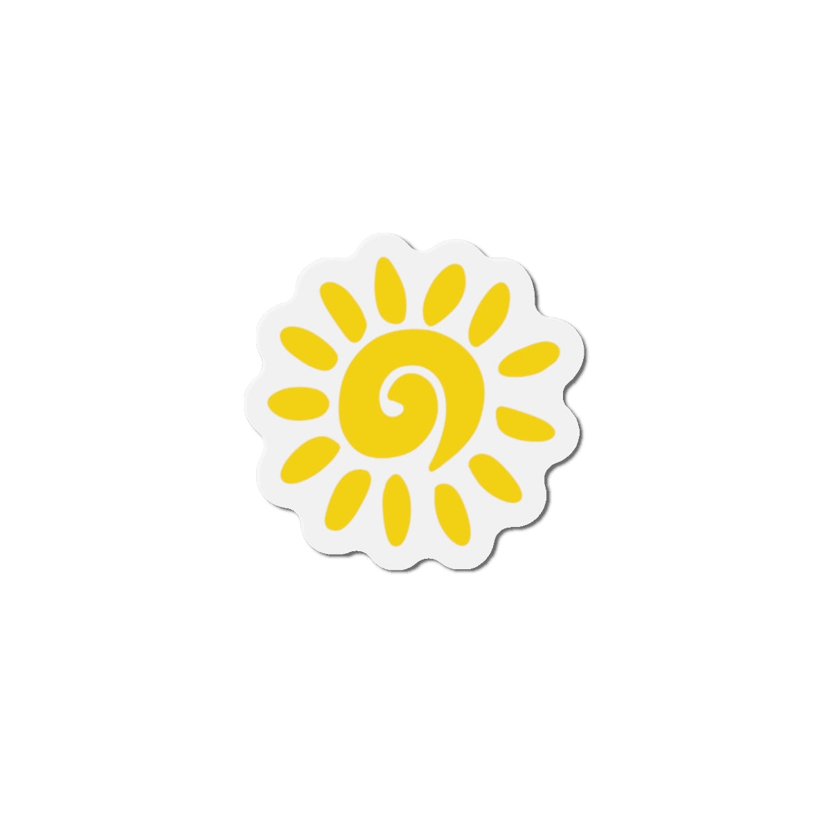 Sunburst Die-Cut Magnet — Bright Yellow Sun Spiral